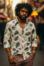 Camiseta de manga larga con estampado tropical hecha de viscosa 100% vegetal