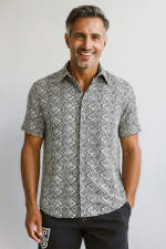 A patterned short-sleeve shirt